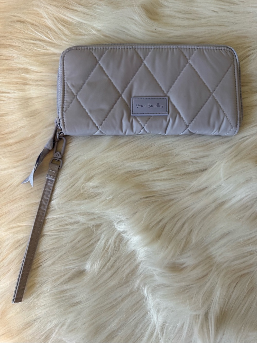 Vera Bradley Quilted Wristlet Wallet in Light Taupe - Picture 2 of 11
